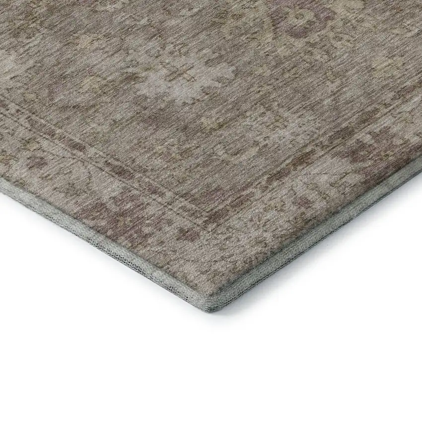 Khaki And Beige Oriental Washable Area Rug With UV Protection Photo 7