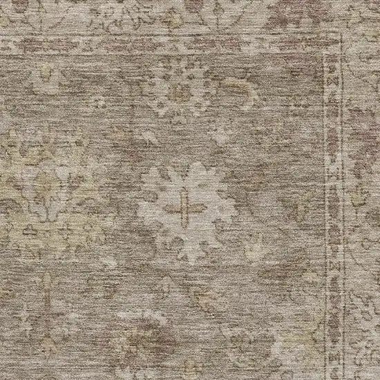 Khaki And Beige Oriental Washable Area Rug With UV Protection Photo 3