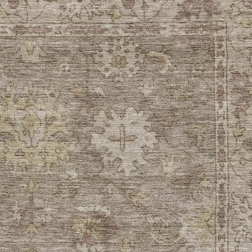 Khaki And Beige Oriental Washable Area Rug With UV Protection Photo 3