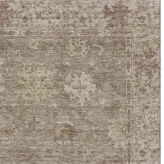 Khaki And Beige Oriental Washable Area Rug With UV Protection Photo 4