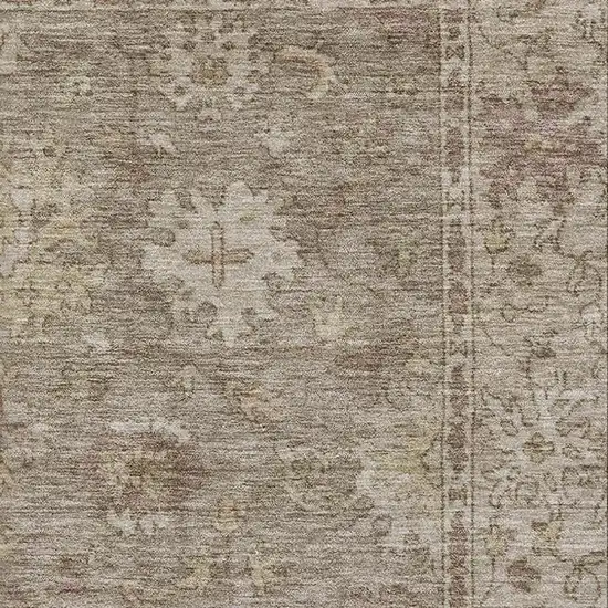 Khaki And Beige Oriental Washable Area Rug With UV Protection Photo 3