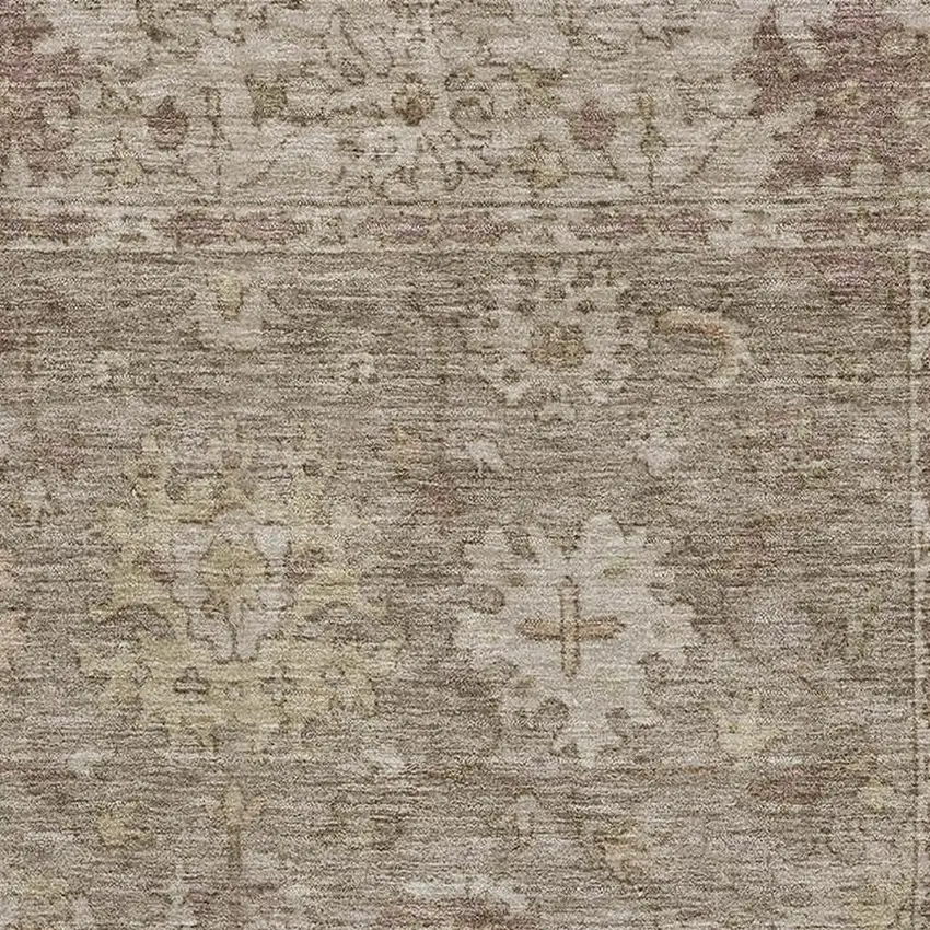 Khaki And Beige Oriental Washable Area Rug With UV Protection Photo 3