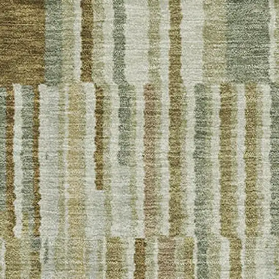 Khaki And Beige Striped Washable Area Rug With UV Protection Photo 3