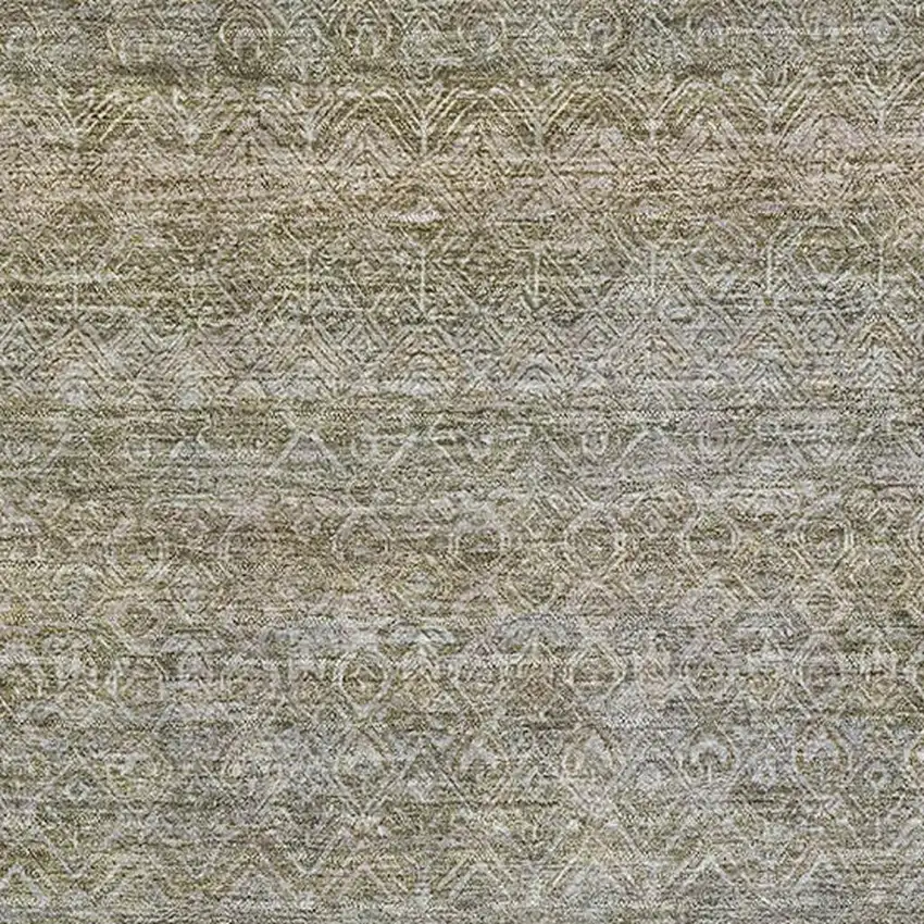 Khaki And Beige Striped Washable Area Rug With UV Protection Photo 3