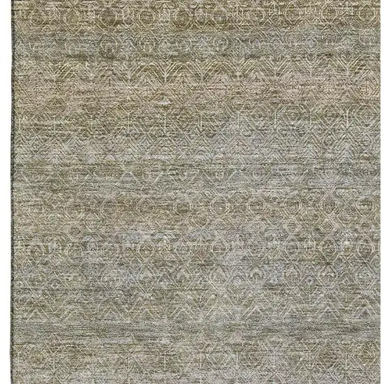 Khaki And Beige Striped Washable Area Rug With UV Protection Photo 4