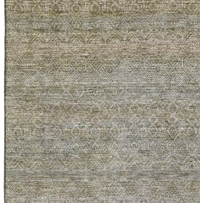 Khaki And Beige Striped Washable Area Rug With UV Protection Photo 4