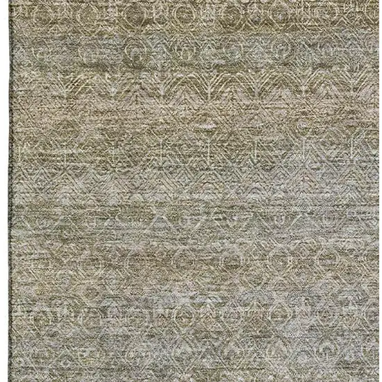 Khaki And Beige Striped Washable Area Rug With UV Protection Photo 3