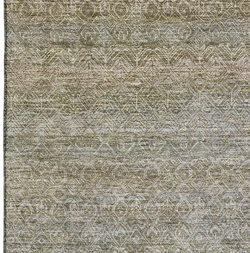 Khaki And Beige Striped Washable Area Rug With UV Protection Photo 3