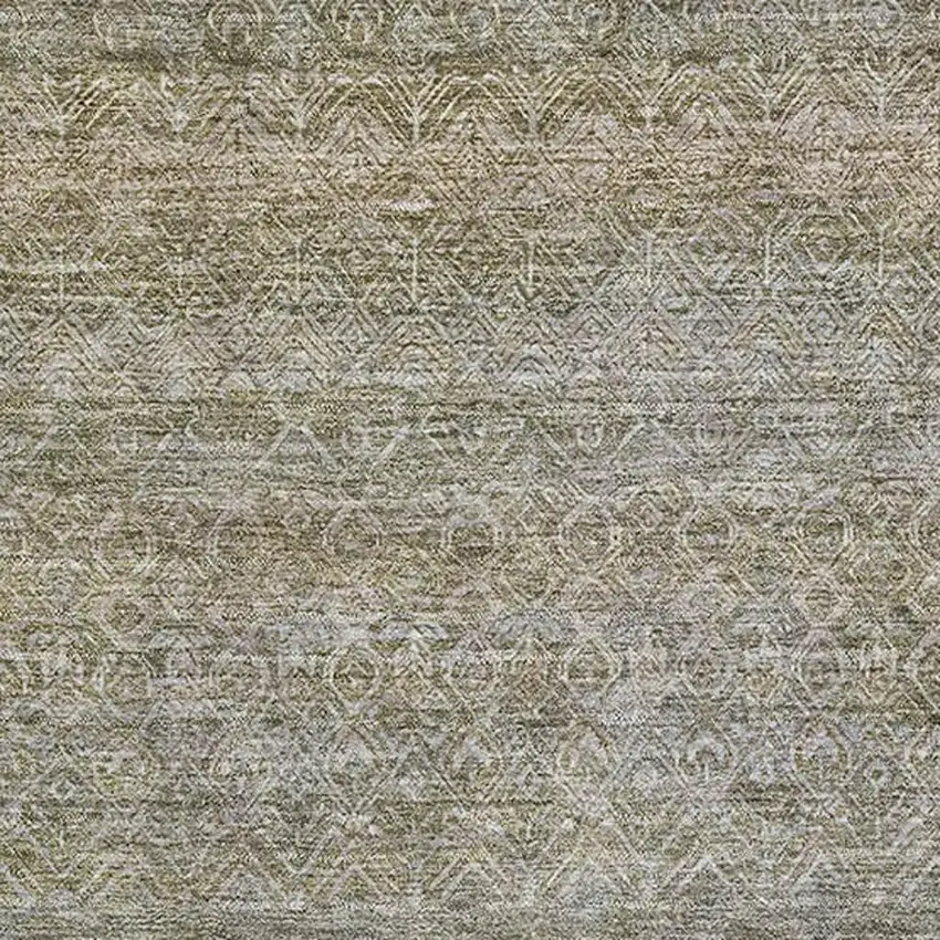 Khaki And Beige Striped Washable Area Rug With UV Protection Photo 3