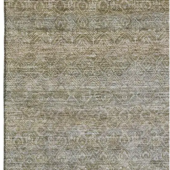 Khaki And Beige Striped Washable Area Rug With UV Protection Photo 3