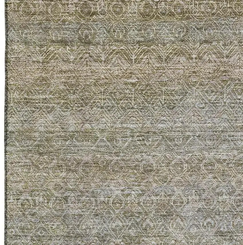 Khaki And Beige Striped Washable Area Rug With UV Protection Photo 3