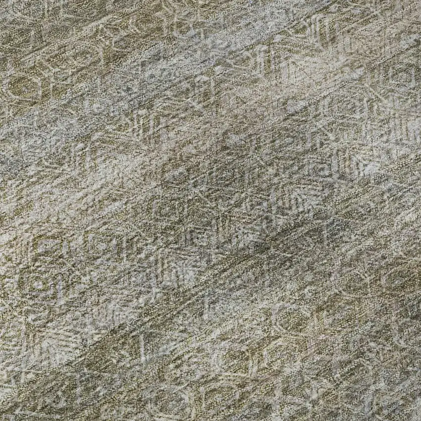 Khaki And Beige Striped Washable Area Rug With UV Protection Photo 7