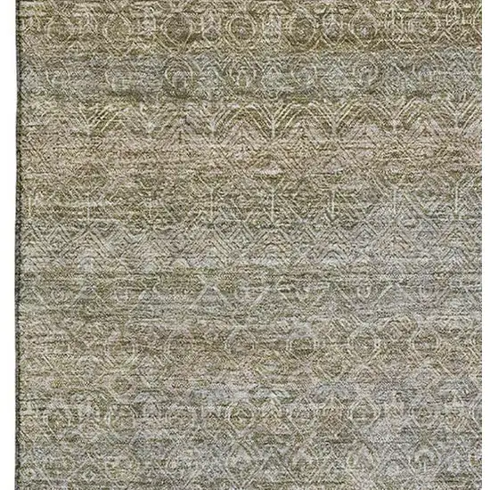 Khaki And Beige Striped Washable Area Rug With UV Protection Photo 3
