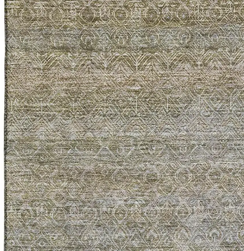 Khaki And Beige Striped Washable Area Rug With UV Protection Photo 3