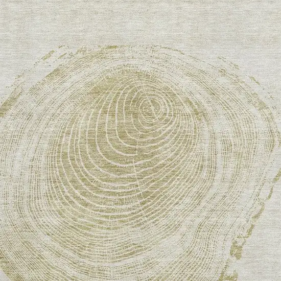 Khaki And Beige Woodland Lodge Washable Area Rug With UV Protection Photo 2