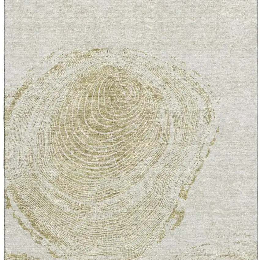 Khaki And Beige Woodland Lodge Washable Area Rug With UV Protection Photo 3