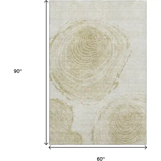 Khaki And Beige Woodland Lodge Washable Area Rug With UV Protection Photo 3