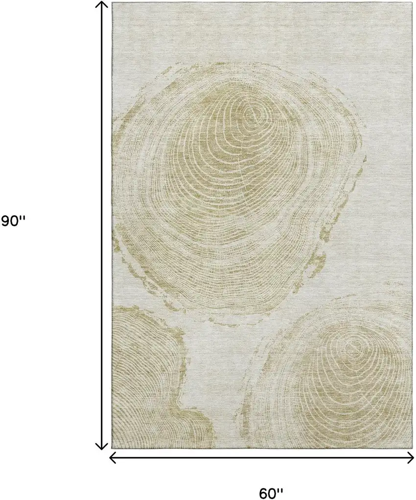 Khaki And Beige Woodland Lodge Washable Area Rug With UV Protection Photo 3