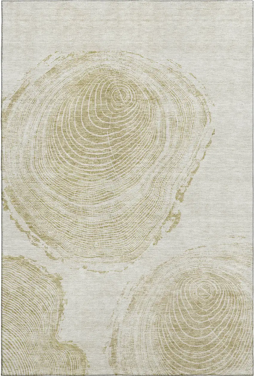 Khaki And Beige Woodland Lodge Washable Area Rug With UV Protection Photo 1