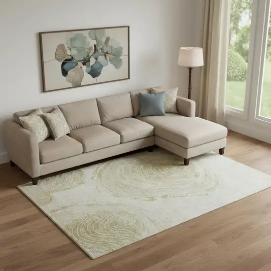 Khaki And Beige Woodland Lodge Washable Area Rug With UV Protection Photo 1