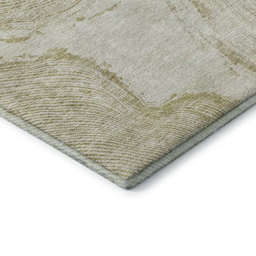 Khaki And Beige Woodland Lodge Washable Area Rug With UV Protection Photo 6