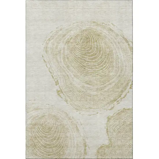 Khaki And Beige Woodland Lodge Washable Area Rug With UV Protection Photo 2