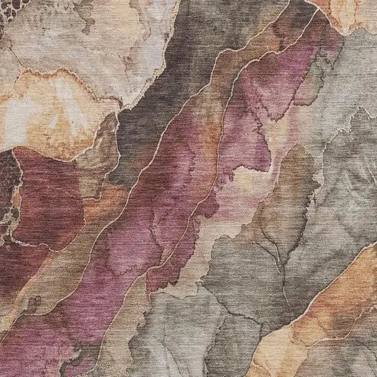 Khaki And Blush Floral Washable Indoor Outdoor Area Rug Photo 3