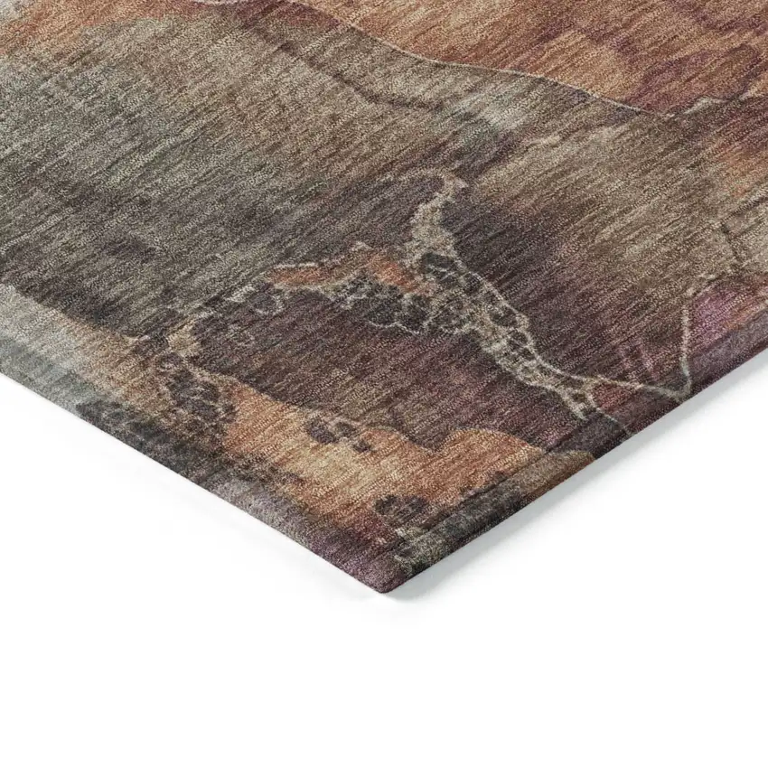 Khaki And Blush Floral Washable Indoor Outdoor Area Rug Photo 9