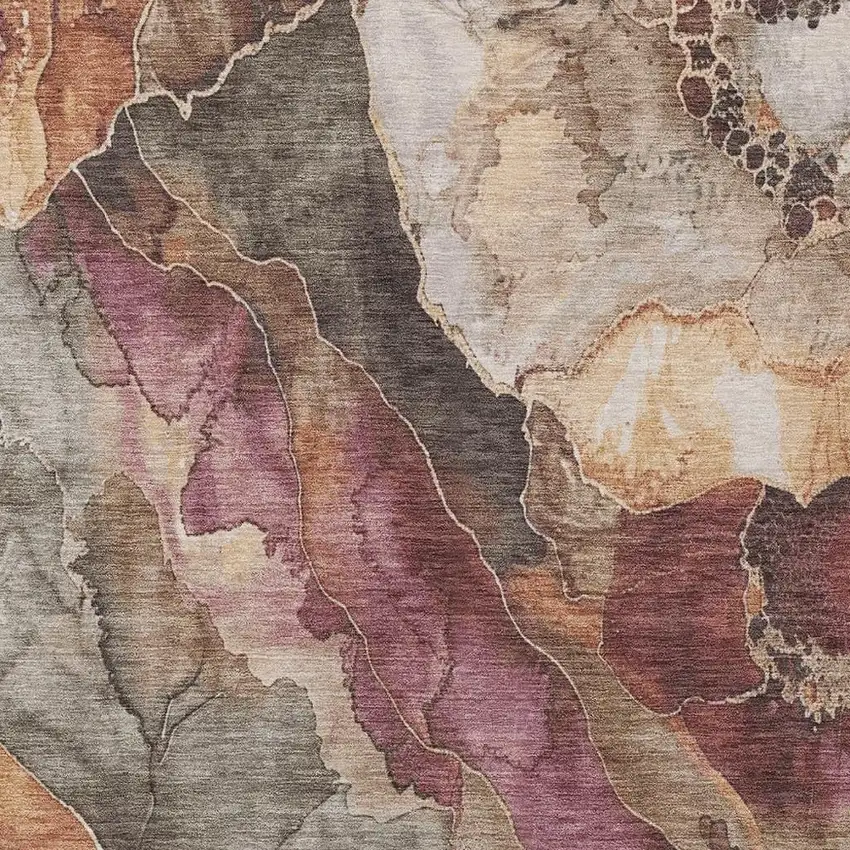 Khaki And Blush Floral Washable Indoor Outdoor Area Rug Photo 3