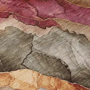 Photo of Khaki And Blush Floral Washable Indoor Outdoor Area Rug