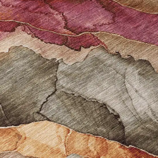 Khaki And Blush Floral Washable Indoor Outdoor Area Rug Photo 1