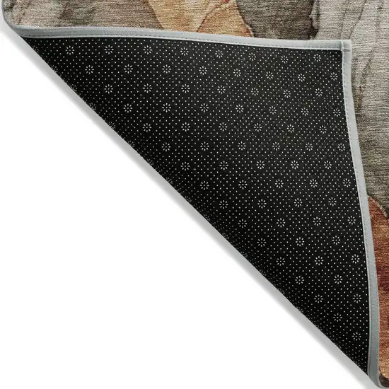 Khaki And Blush Floral Washable Indoor Outdoor Area Rug Photo 4