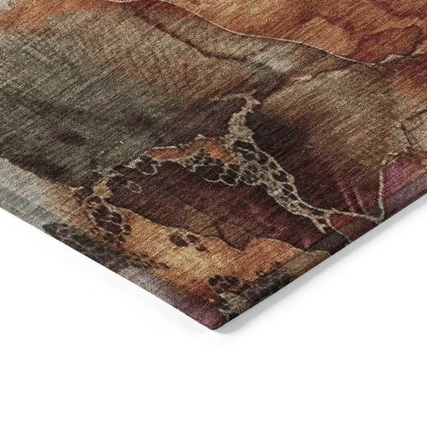 Khaki And Blush Floral Washable Indoor Outdoor Area Rug Photo 9