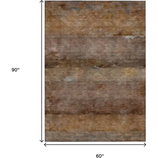 Khaki And Brown Abstract Washable Indoor Outdoor Area Rug Photo 3
