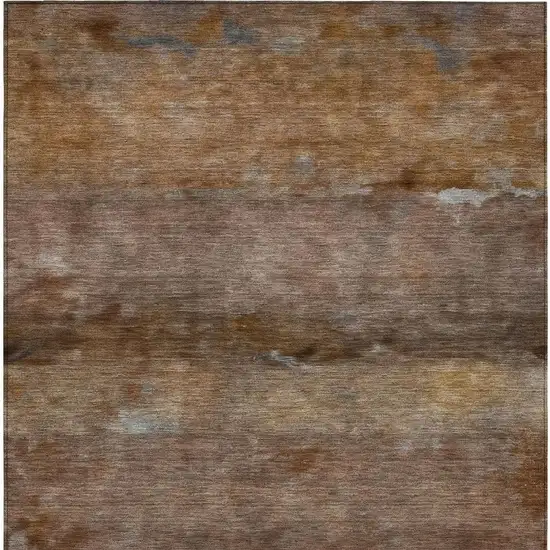 Khaki And Brown Abstract Washable Indoor Outdoor Area Rug Photo 4