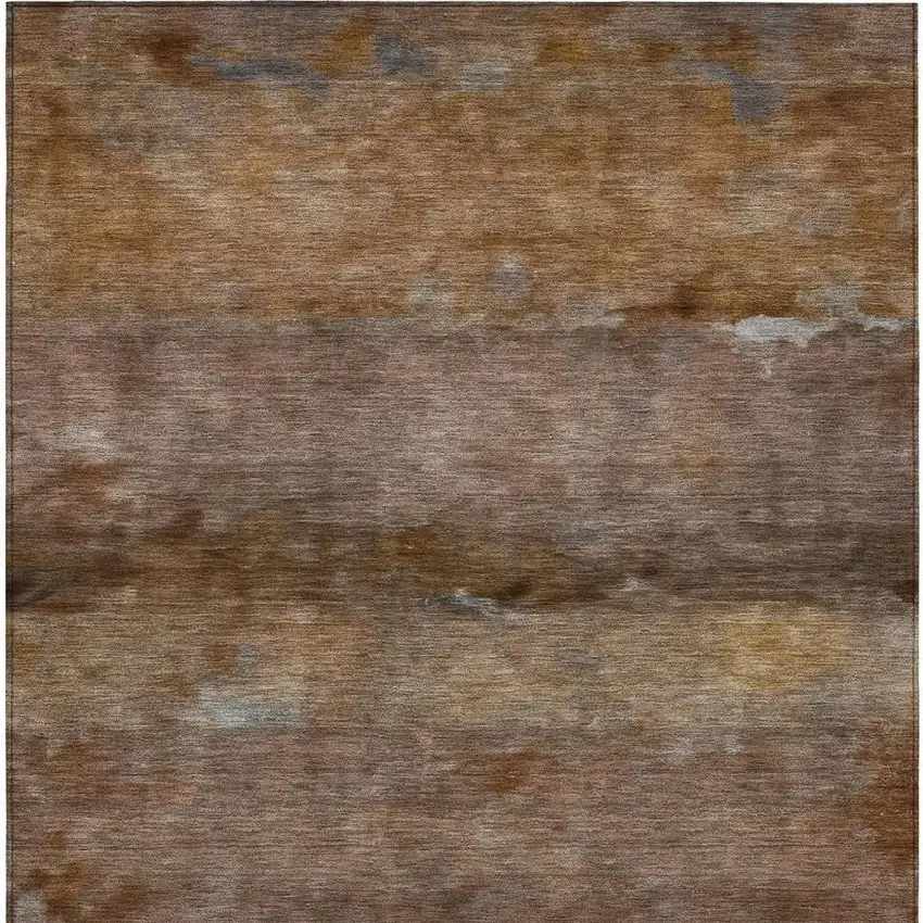 Khaki And Brown Abstract Washable Indoor Outdoor Area Rug Photo 4