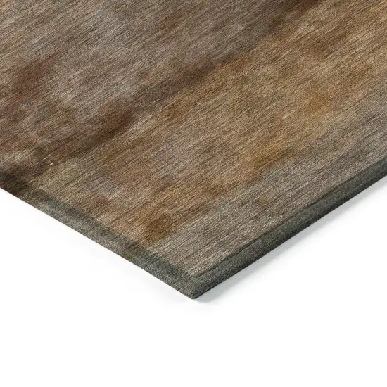 Khaki And Brown Abstract Washable Indoor Outdoor Area Rug Photo 5