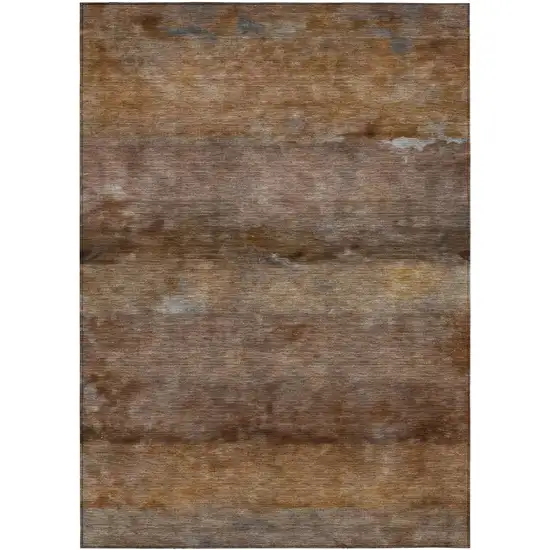 Khaki And Brown Abstract Washable Indoor Outdoor Area Rug Photo 2