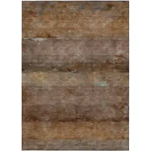 Photo of Khaki And Brown Abstract Washable Indoor Outdoor Area Rug