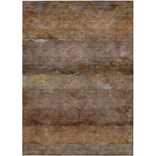 Khaki And Brown Abstract Washable Indoor Outdoor Area Rug Photo 5