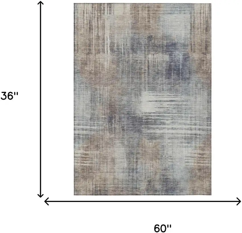 Khaki And Brown Abstract Washable Indoor Outdoor Area Rug Photo 7