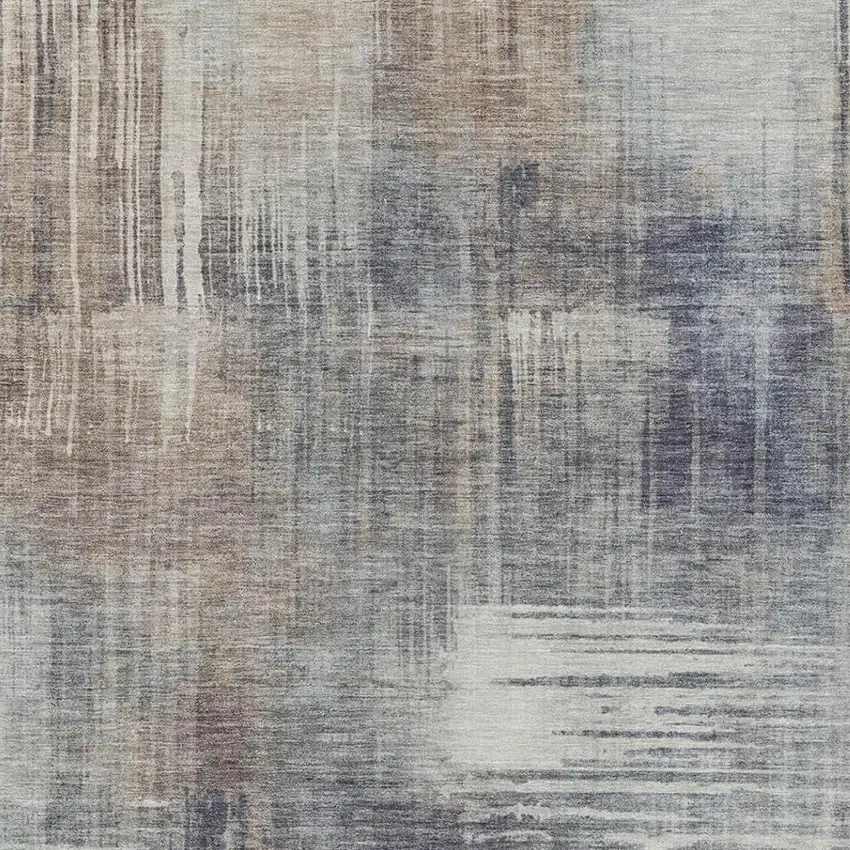 Khaki And Brown Abstract Washable Indoor Outdoor Area Rug Photo 3