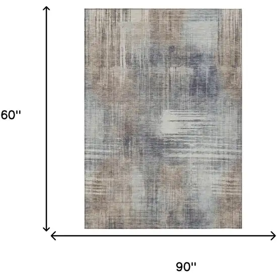 Khaki And Brown Abstract Washable Indoor Outdoor Area Rug Photo 7