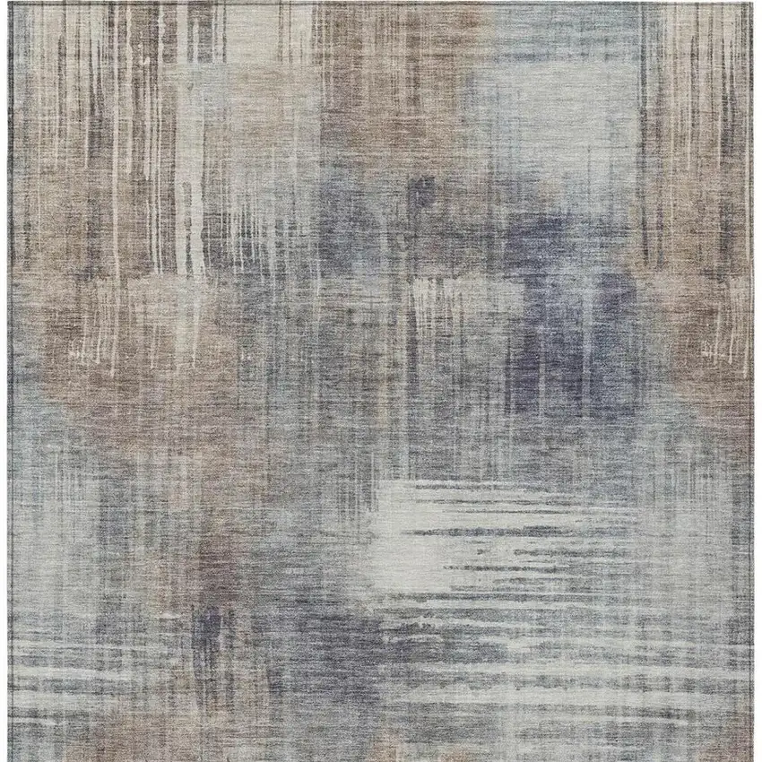 Khaki And Brown Abstract Washable Indoor Outdoor Area Rug Photo 4