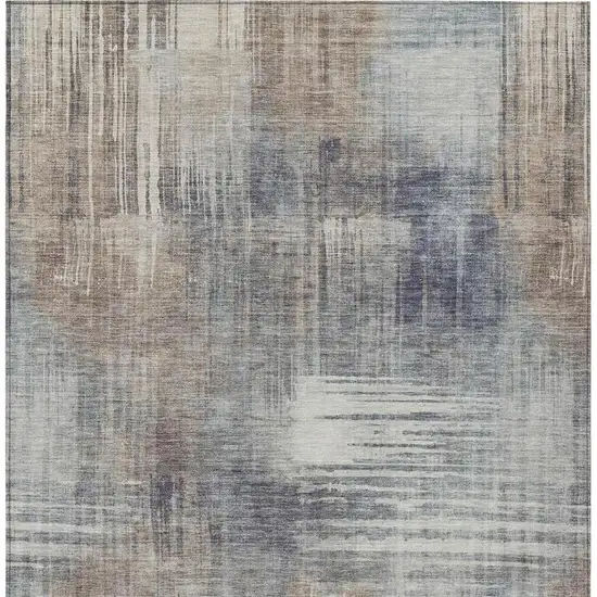 Khaki And Brown Abstract Washable Indoor Outdoor Area Rug Photo 4