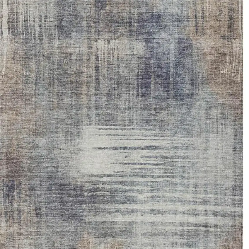 Khaki And Brown Abstract Washable Indoor Outdoor Area Rug Photo 3