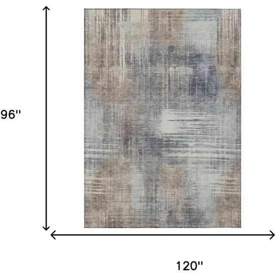 Khaki And Brown Abstract Washable Indoor Outdoor Area Rug Photo 7