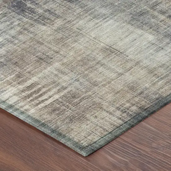 Khaki And Brown Abstract Washable Indoor Outdoor Area Rug Photo 5