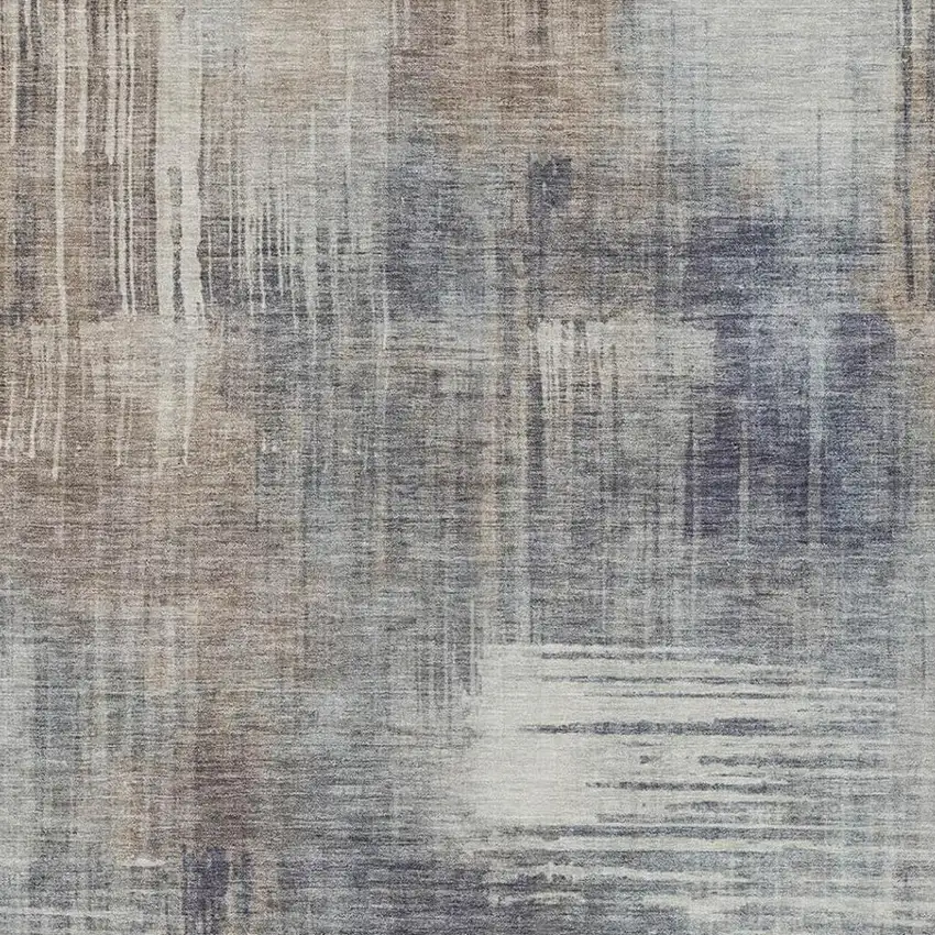 Khaki And Brown Abstract Washable Indoor Outdoor Area Rug Photo 3