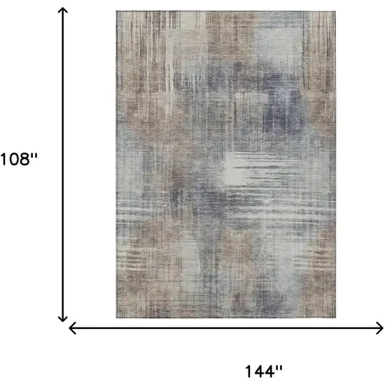 Khaki And Brown Abstract Washable Indoor Outdoor Area Rug Photo 7